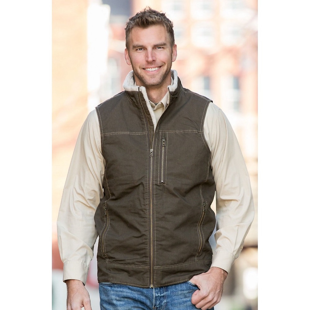 Kuhl Burr Lined Vest Mens XL Espresso Brown Canvas Rugged Warmth New With Tags